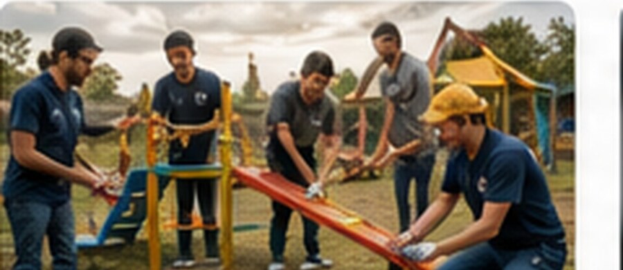 Volunteers improving a community play area